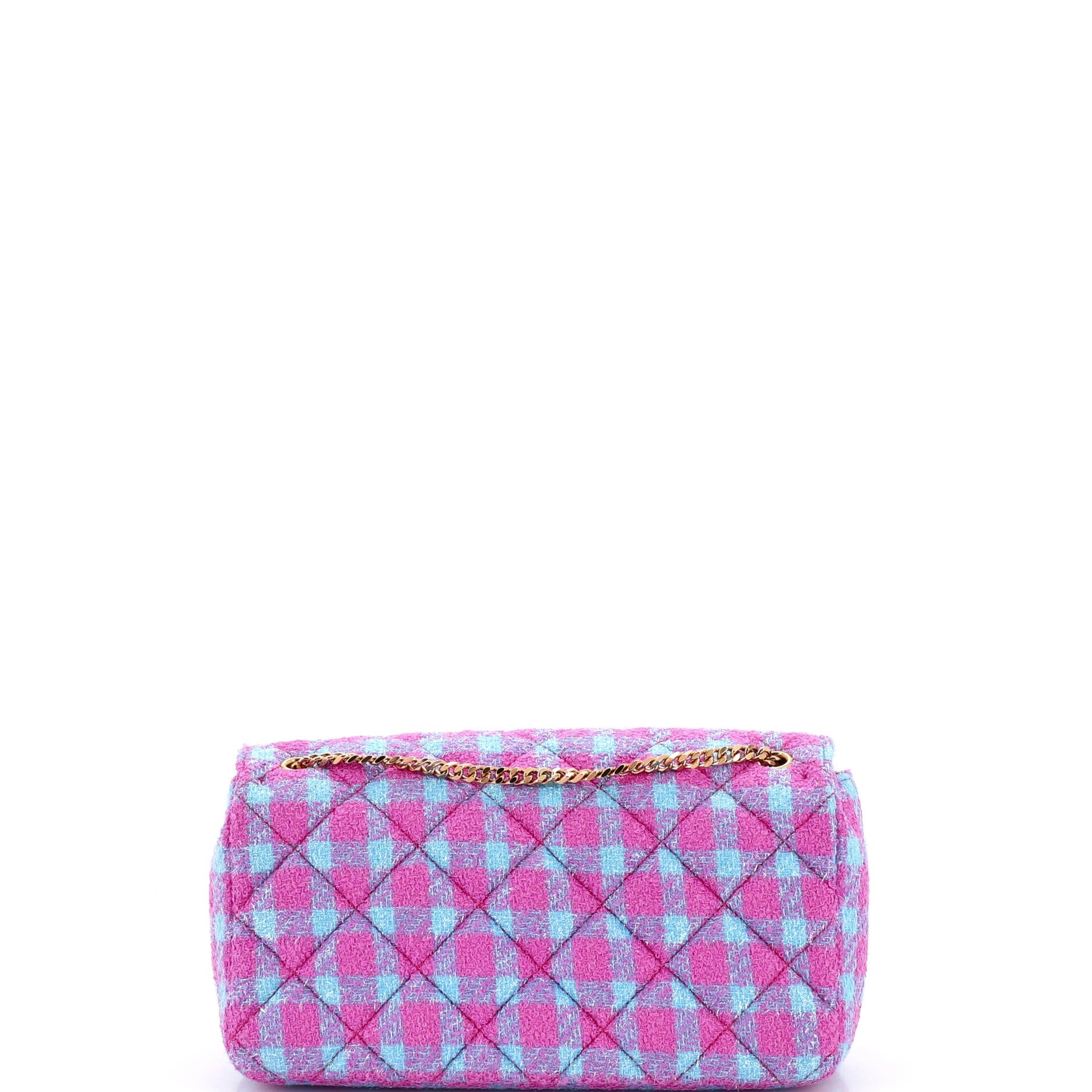 Medusa Icon Chain Flap Bag Quilted Tweed East West