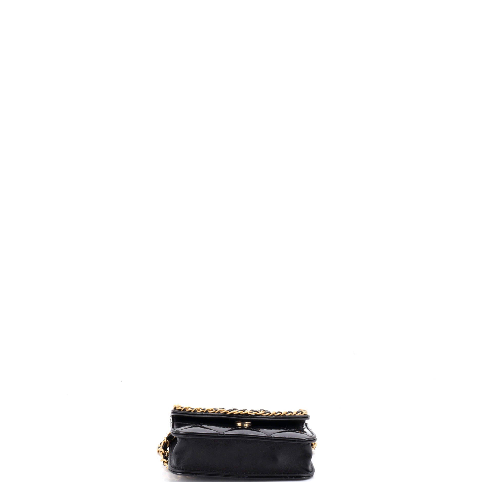 Heart Chain Flap Bag Quilted Patent Mini
