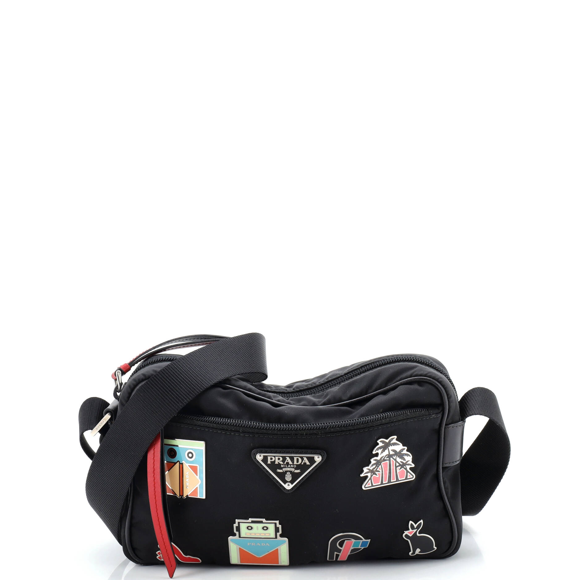 New Vela Shoulder Bag Pin Embellished Tessuto Small
