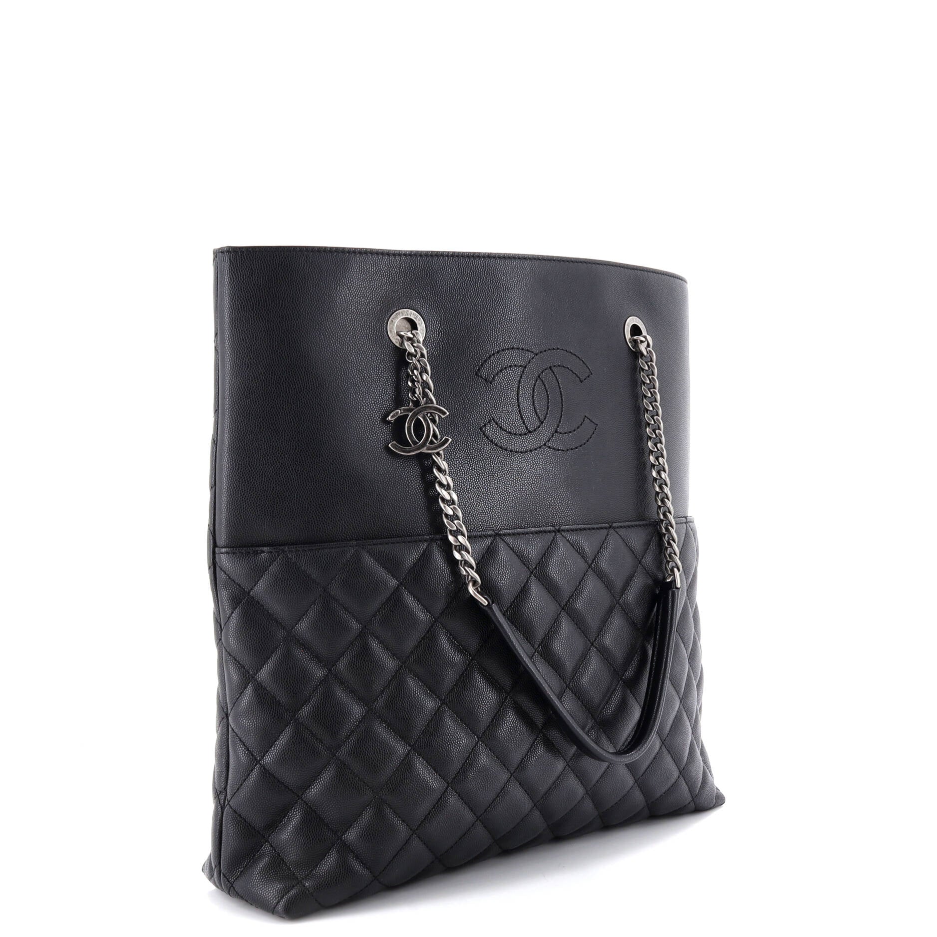 Urban Delight Chain Tote Quilted Caviar Large