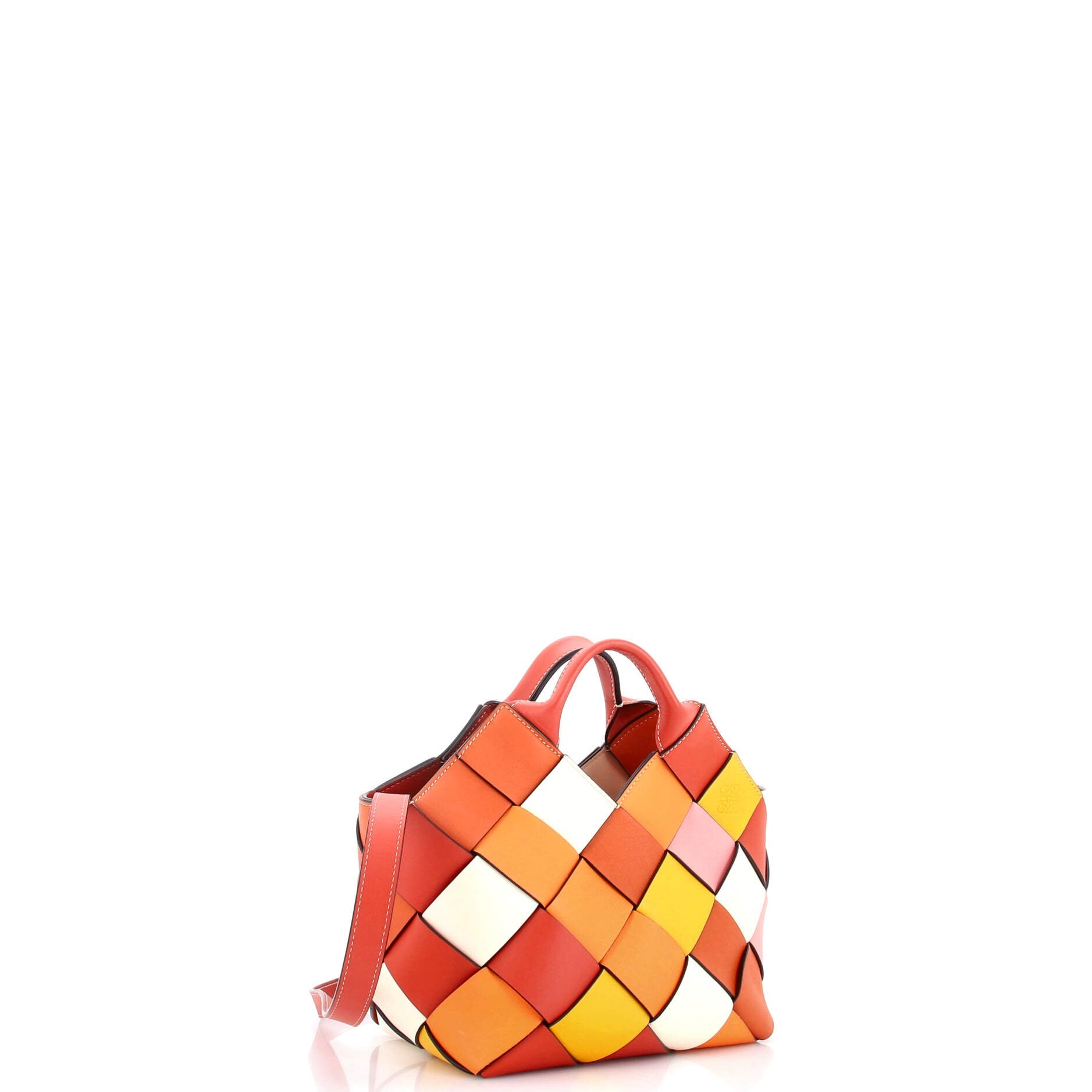 Woven Basket Bag Leather Small