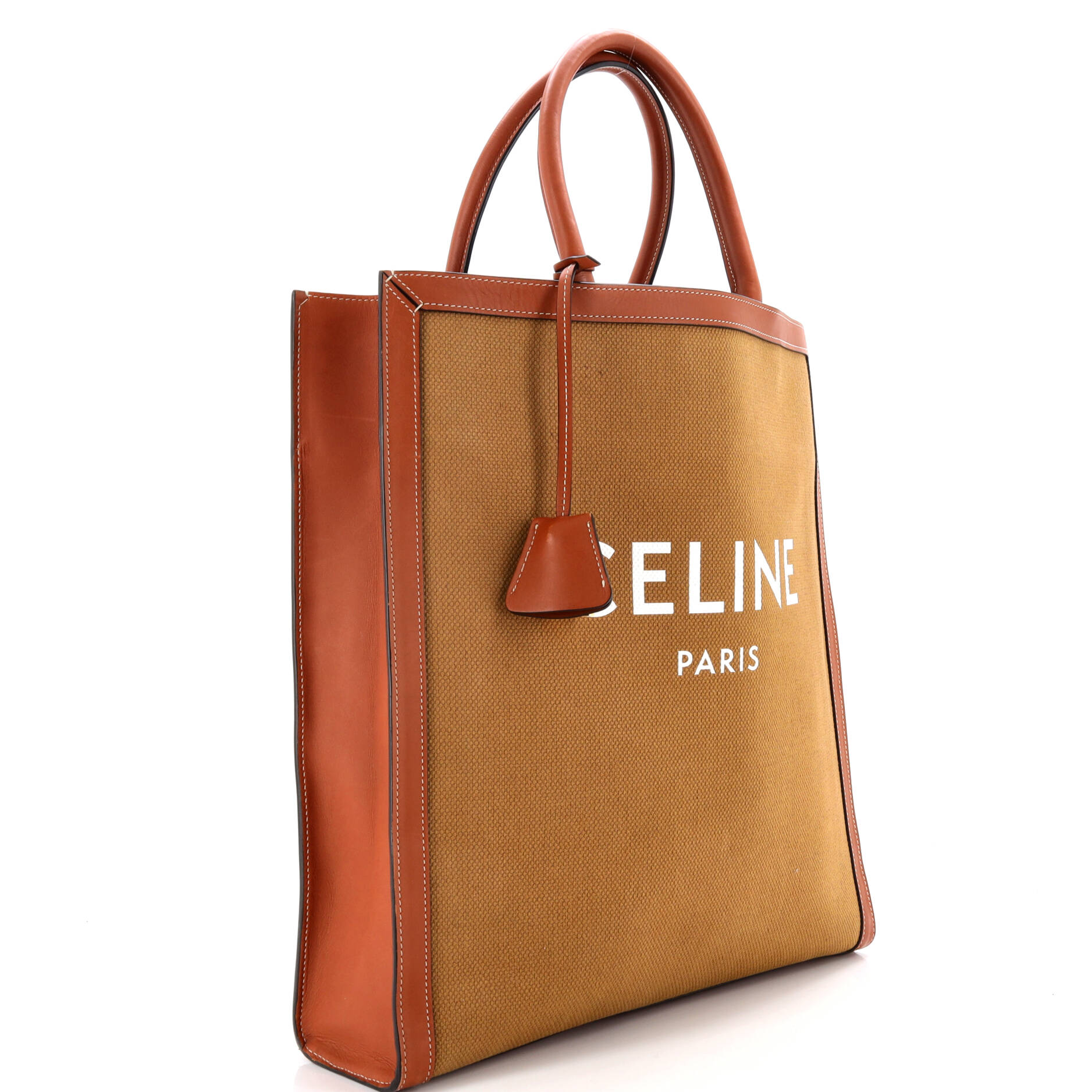 Vertical Cabas Tote Canvas with Leather Large