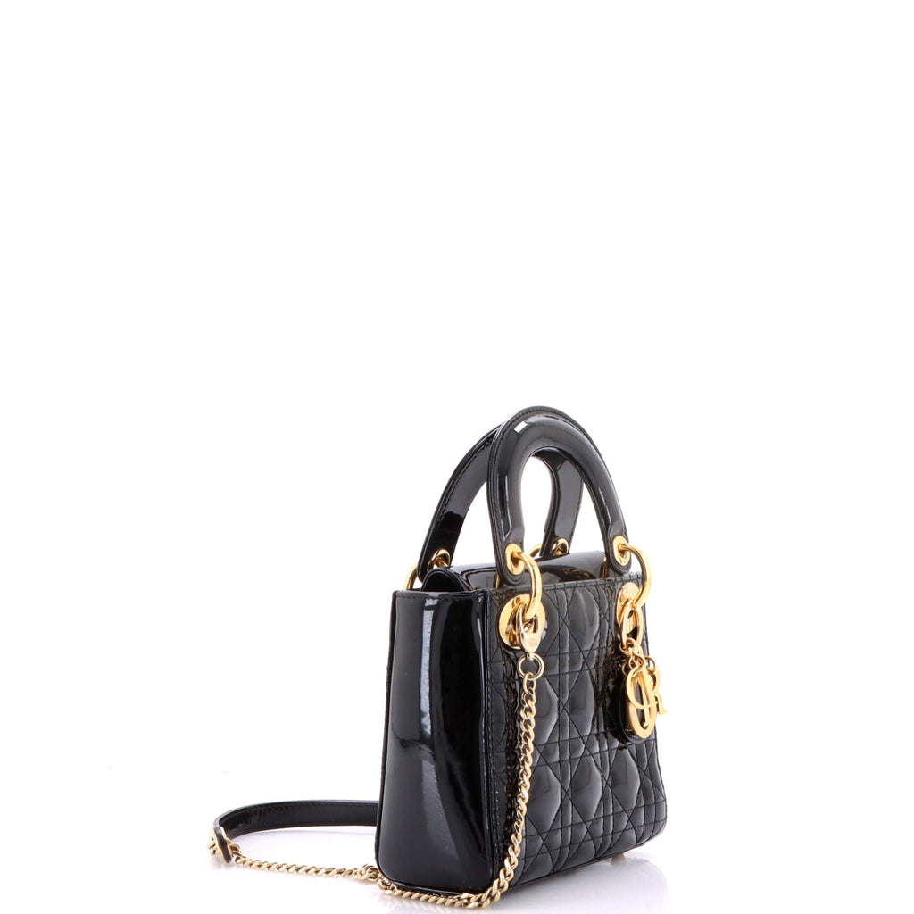 Lady Dior Chain Bag Cannage Quilt Patent Mini