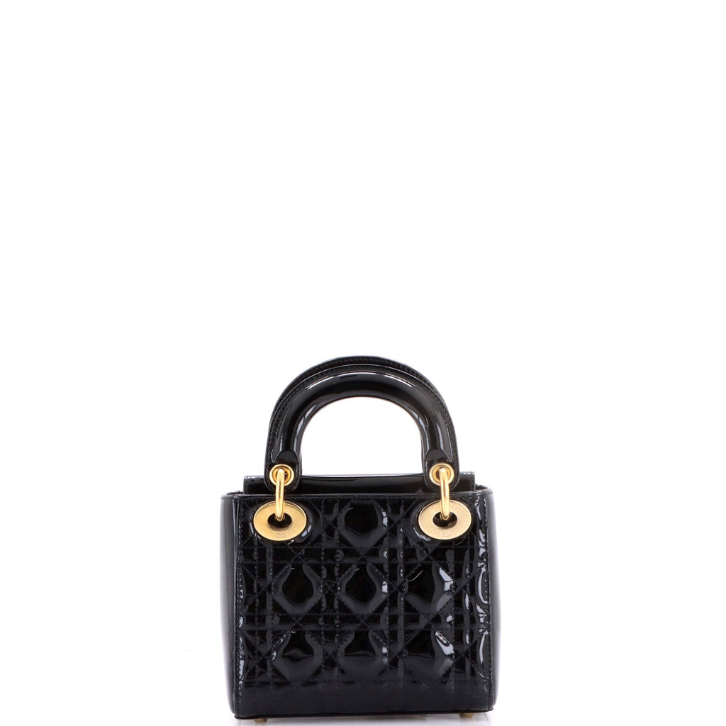 Lady Dior Chain Bag Cannage Quilt Patent Mini