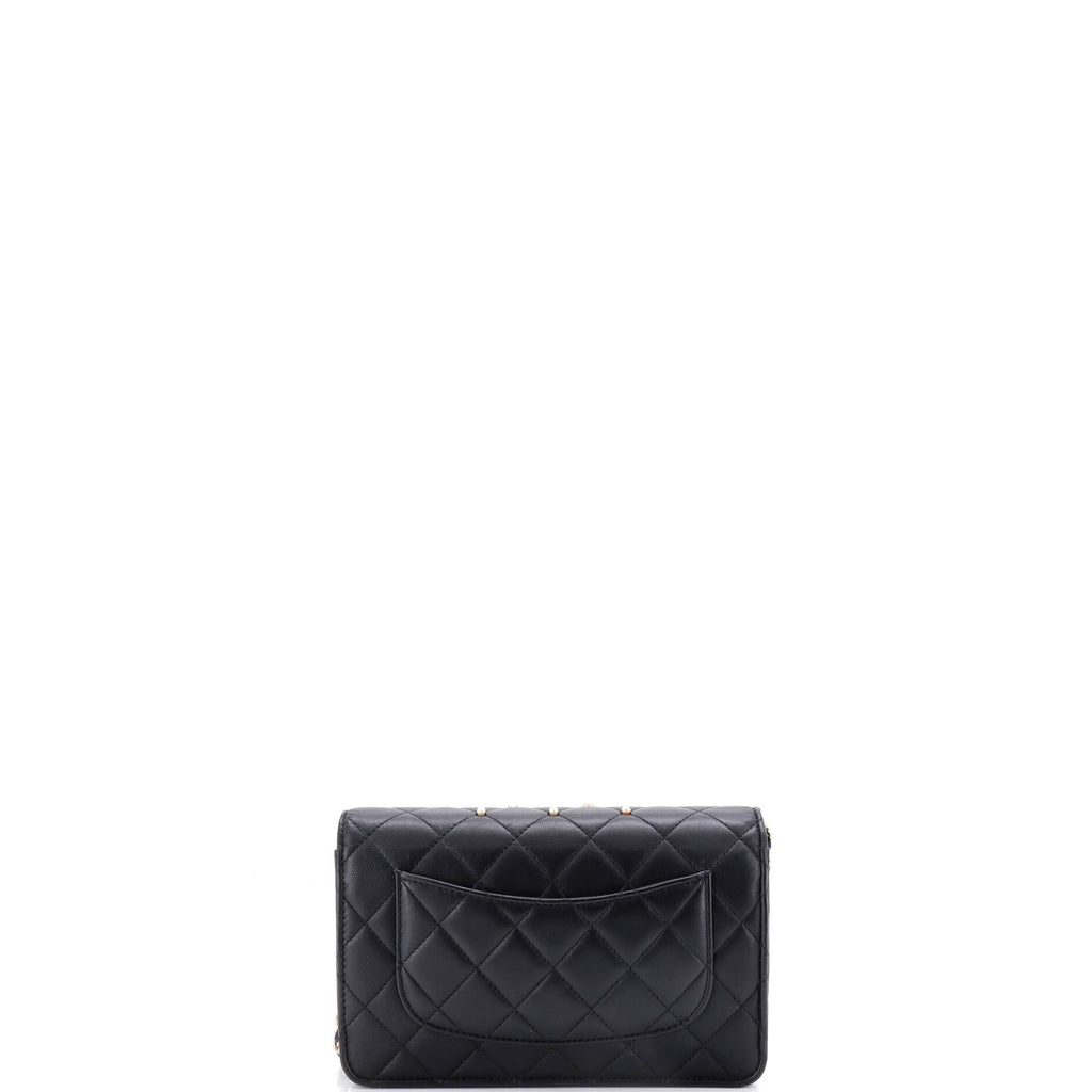 Wallet on Chain Pearl Studded Quilted Lambskin