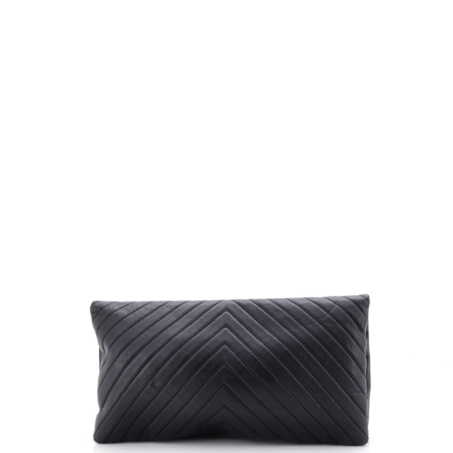 CC Foldover Clutch Chevron Lambskin Large