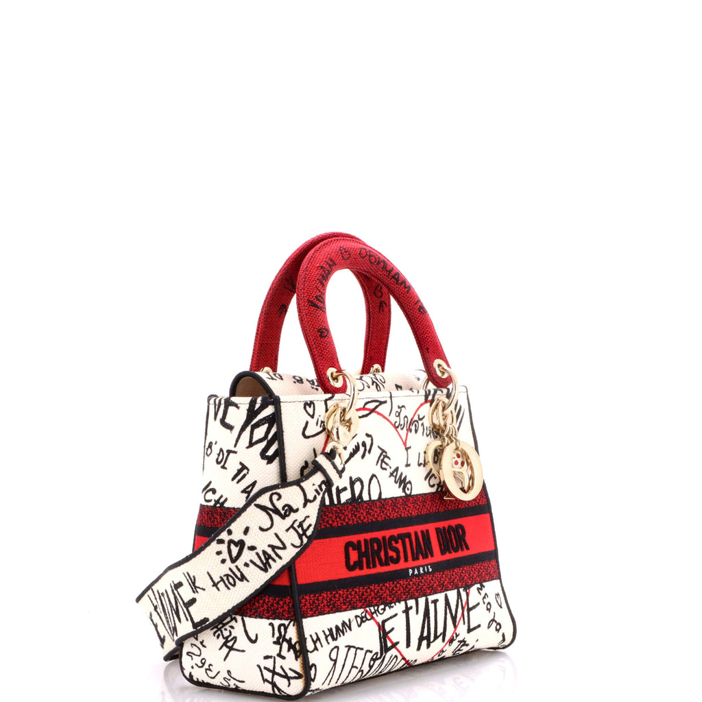 Lady D-Lite Bag Embroidered Canvas Medium