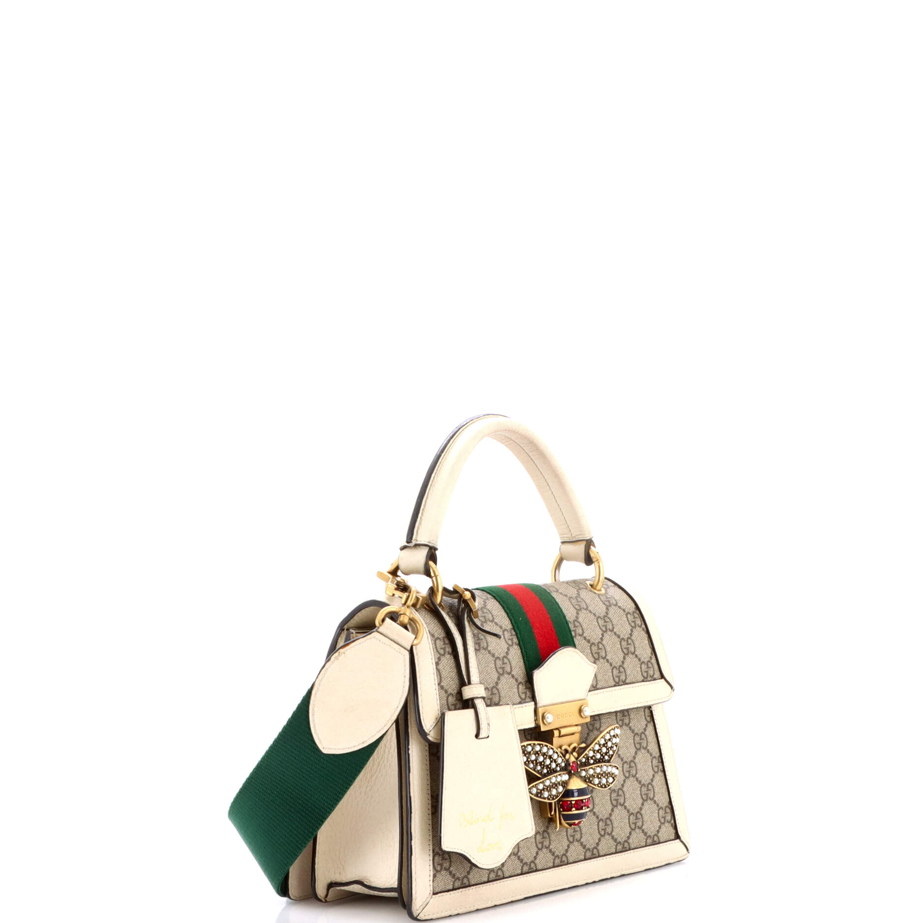 Queen Margaret Top Handle Bag GG Coated Canvas with Leather Small