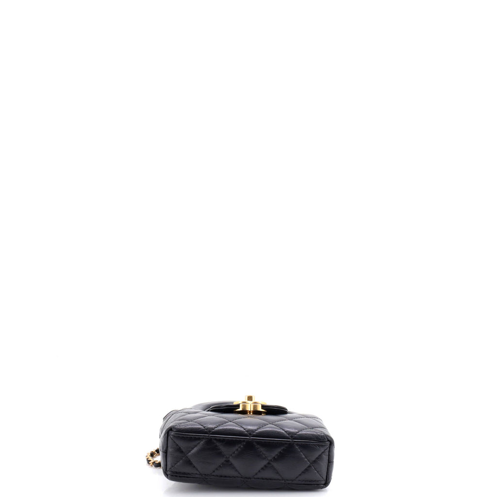 Kelly Top Handle Shopping Bag Quilted Shiny Aged Calfskin Nano