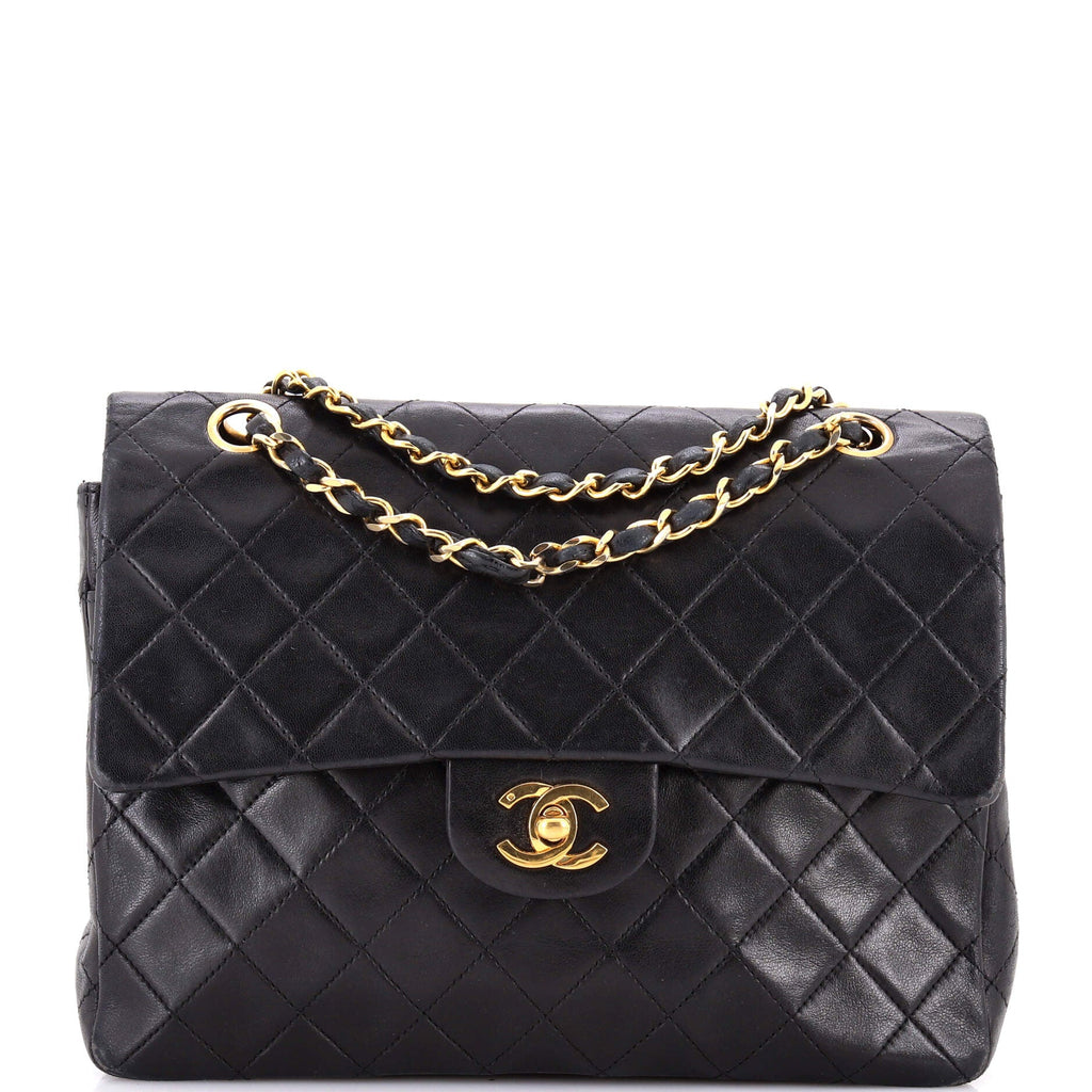 Vintage Square Classic Double Flap Bag Quilted Leather Medium