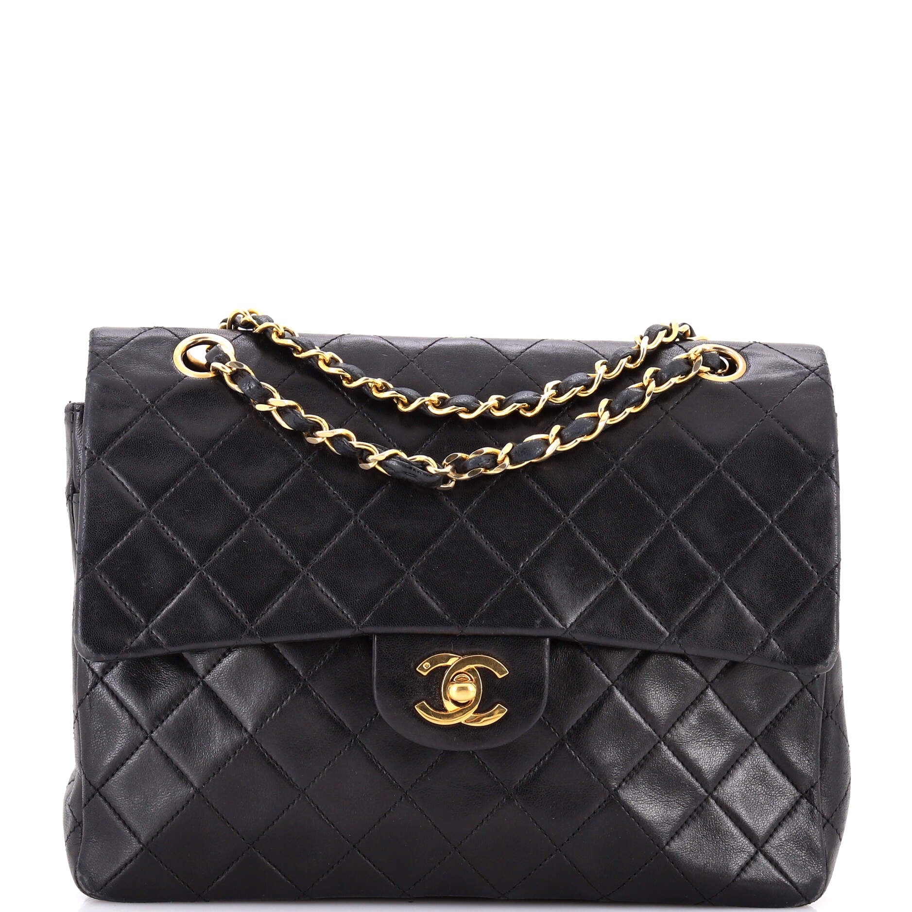 Vintage Square Classic Double Flap Bag Quilted Leather Medium