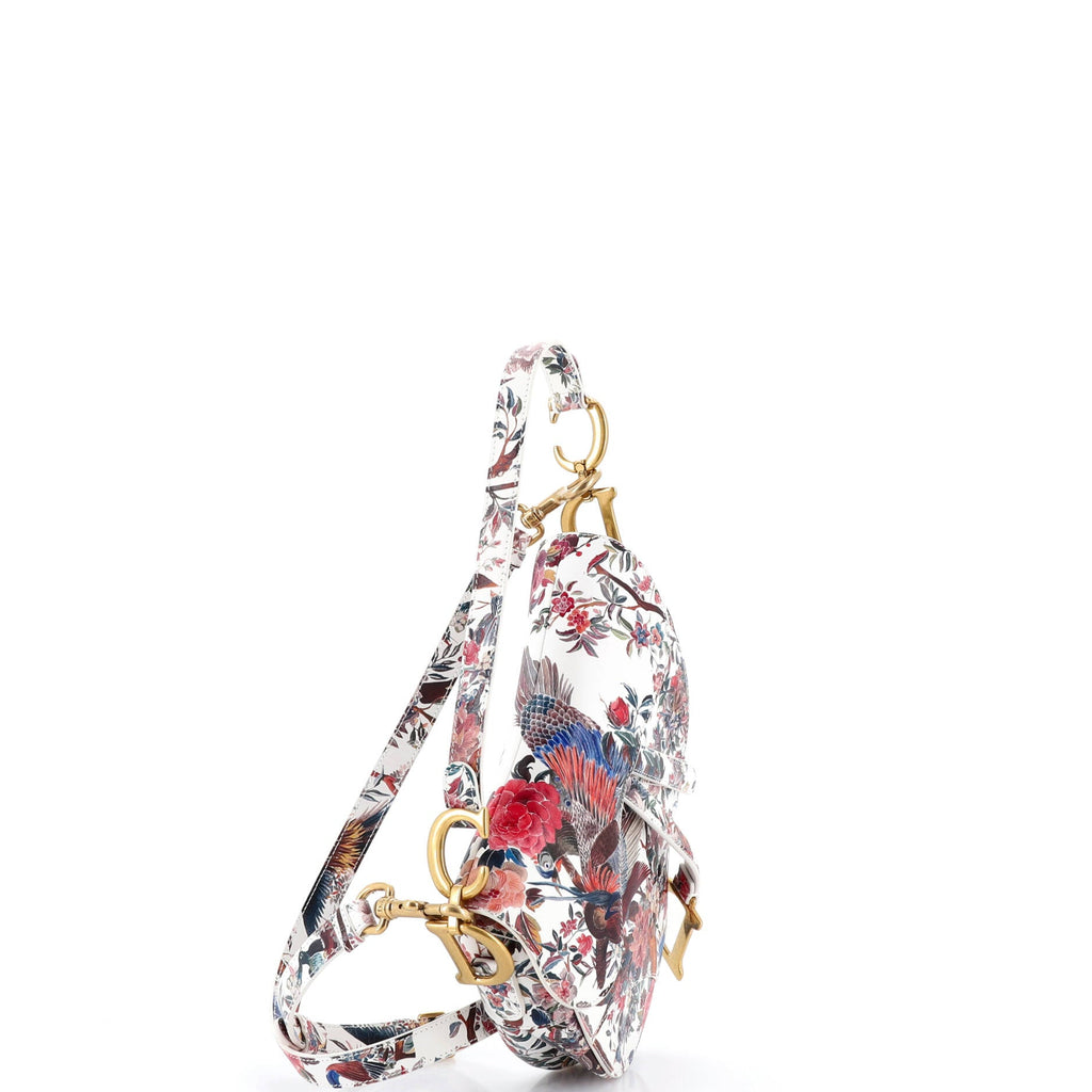 Saddle Handbag with Strap Printed Leather Medium