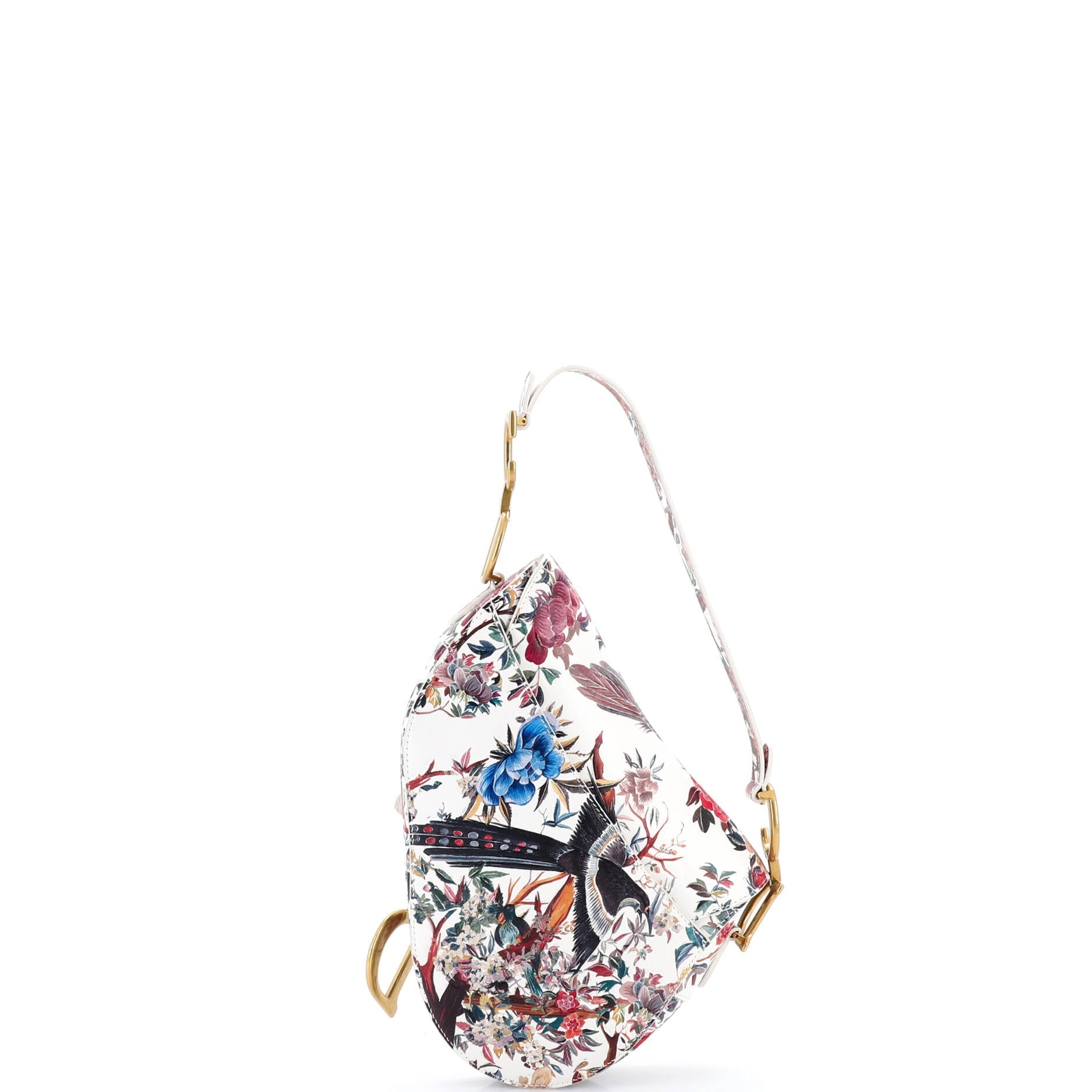 Saddle Handbag with Strap Printed Leather Medium
