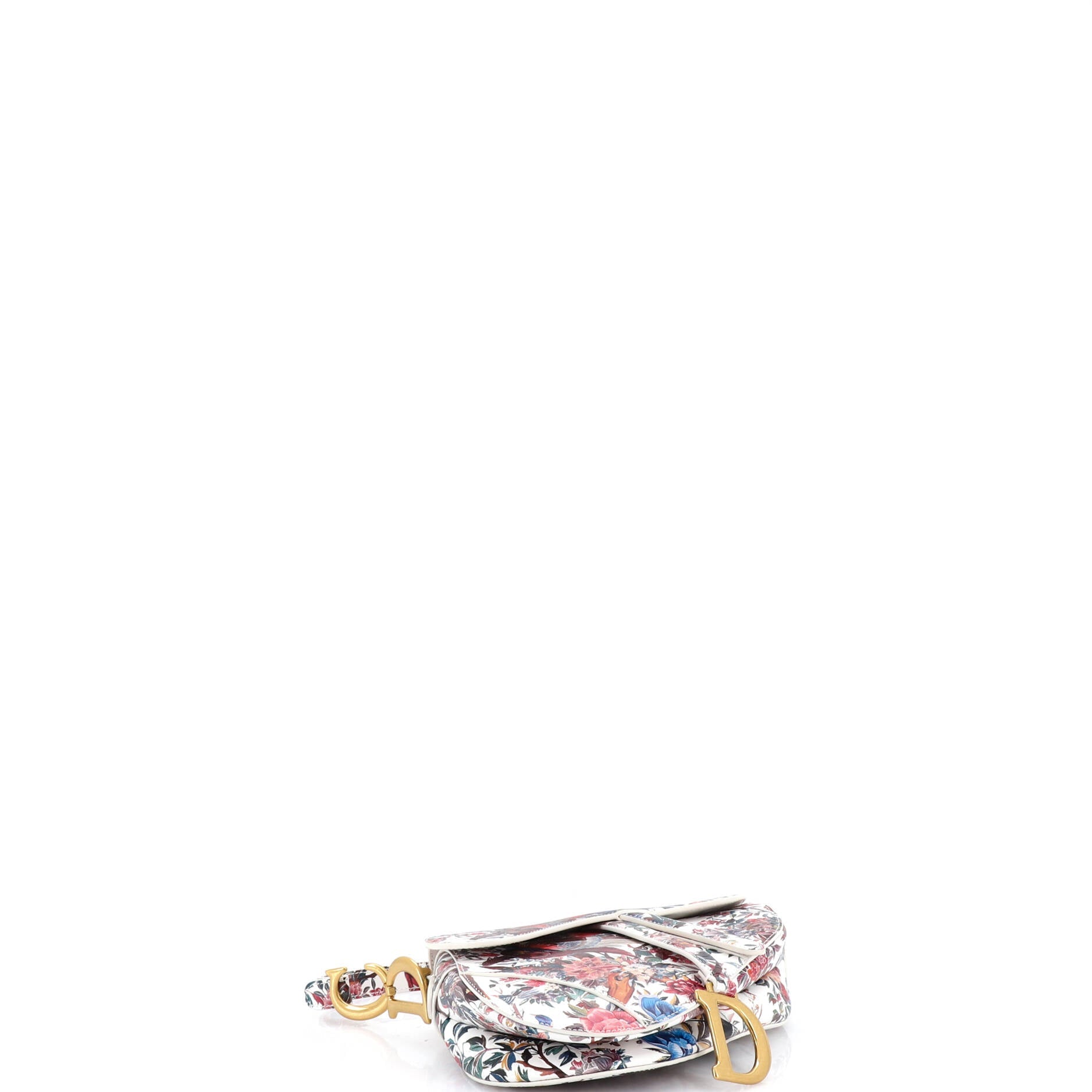 Saddle Handbag with Strap Printed Leather Medium