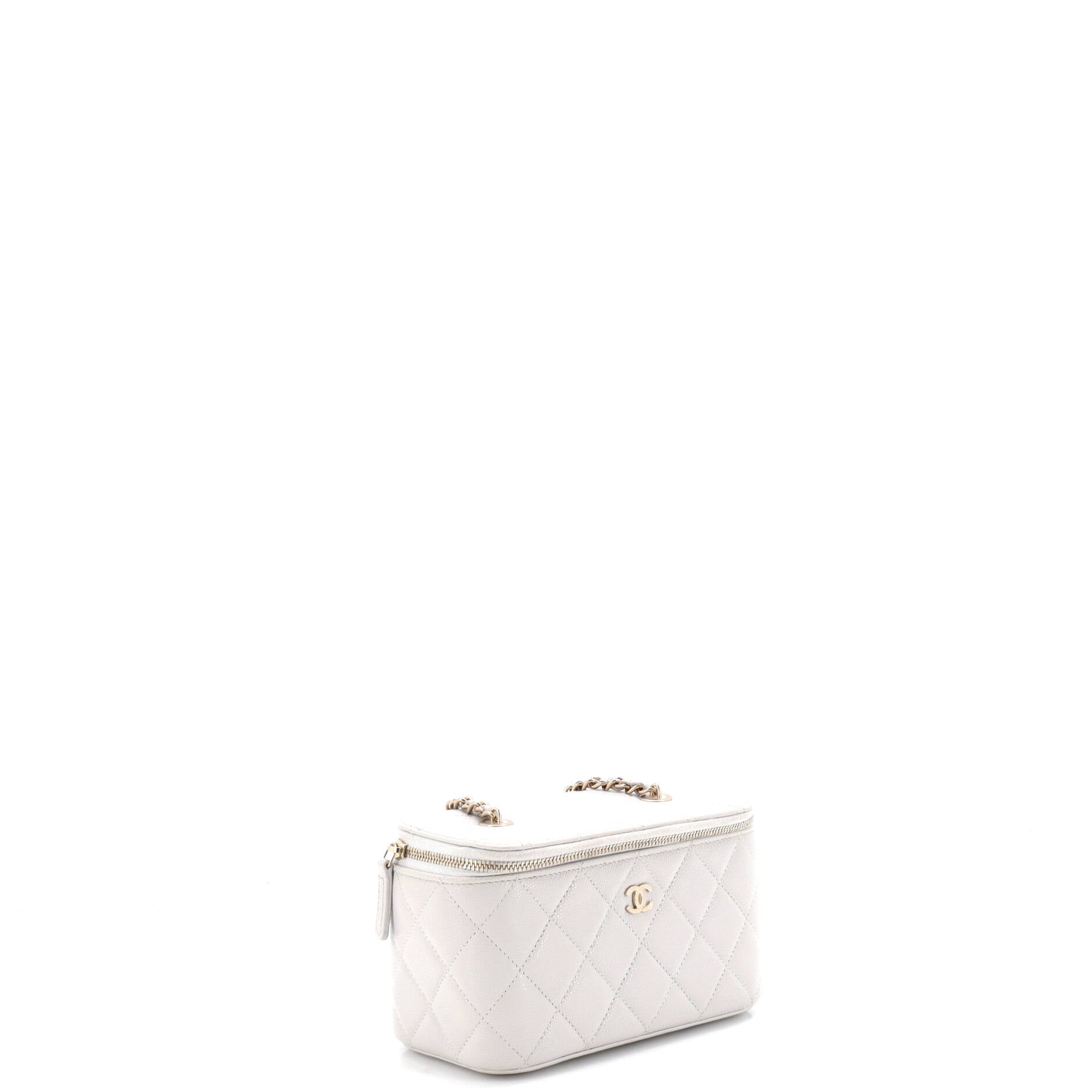 Classic Vanity Case with Chain Quilted Caviar Small