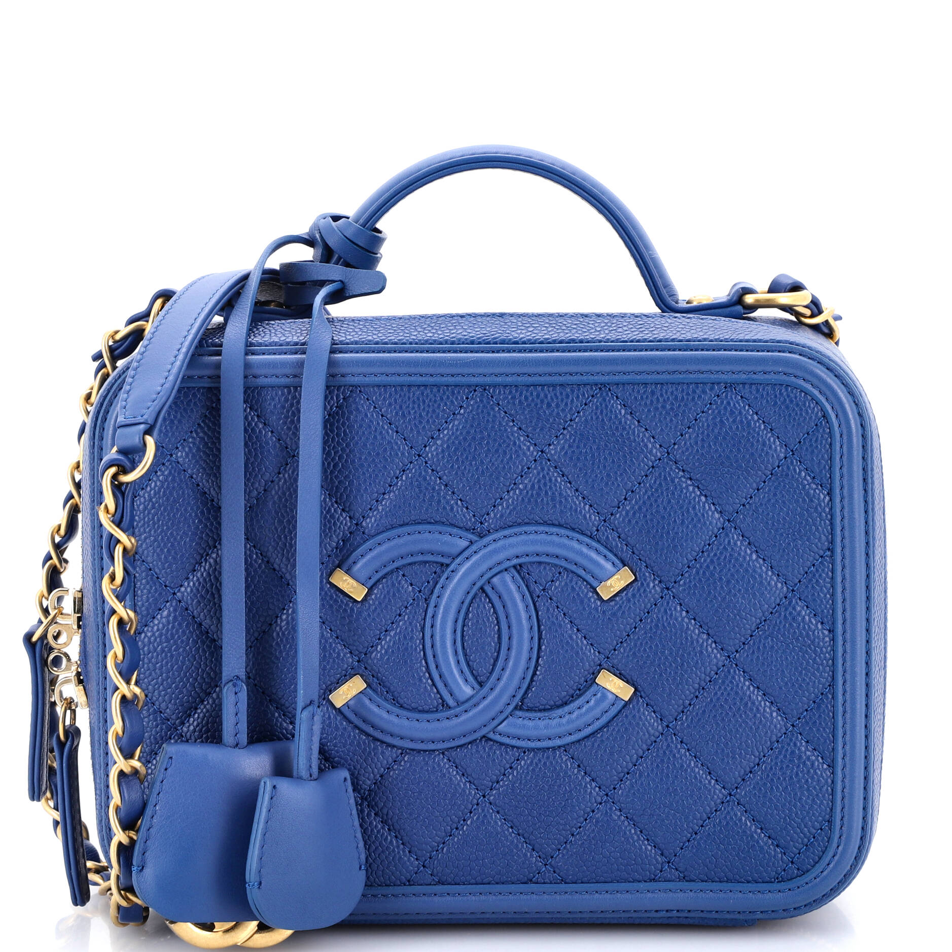 Filigree Vanity Case Quilted Caviar Medium