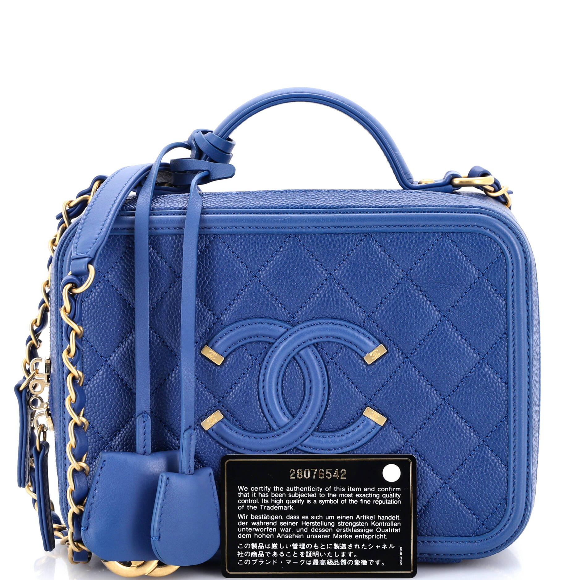 Filigree Vanity Case Quilted Caviar Medium