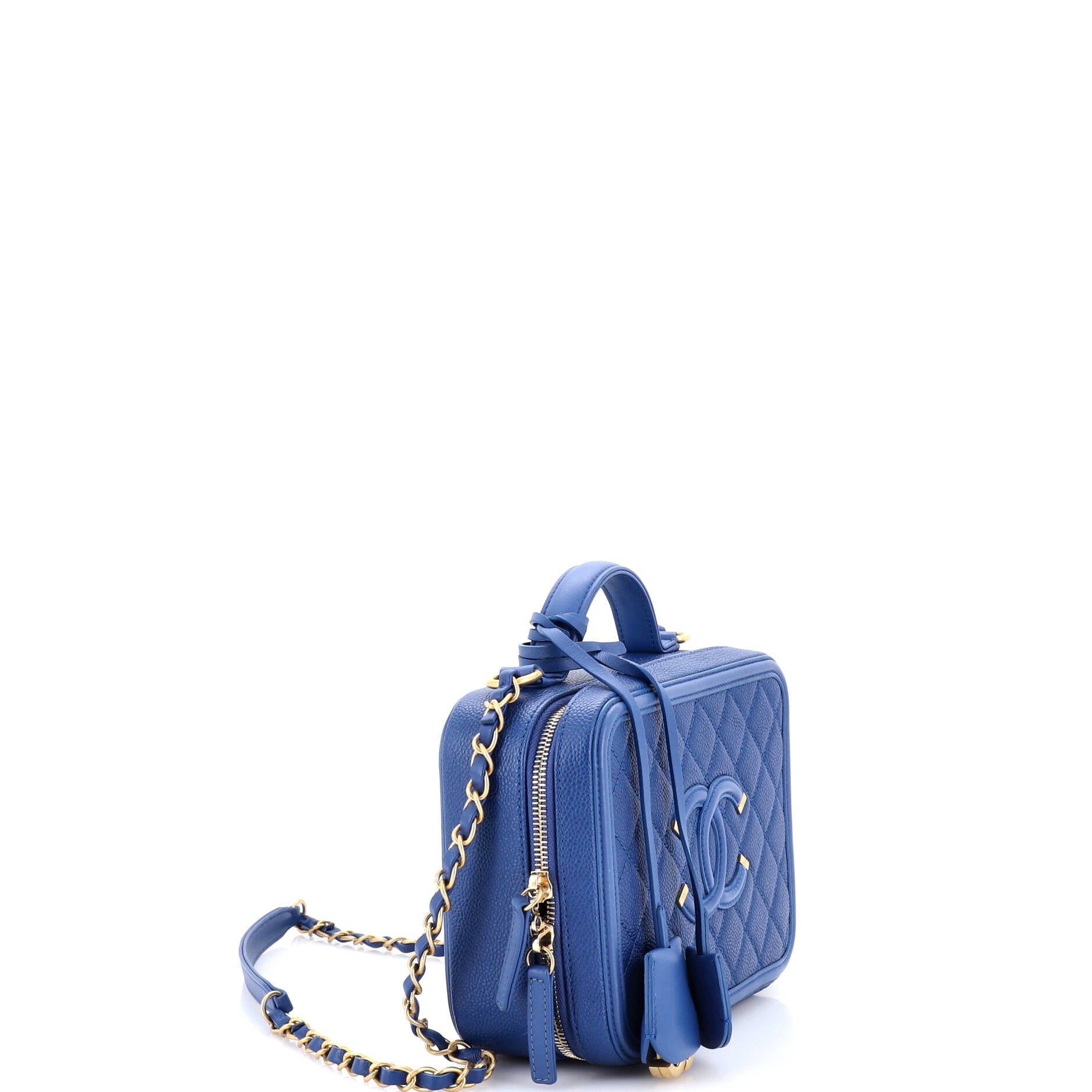 Filigree Vanity Case Quilted Caviar Medium