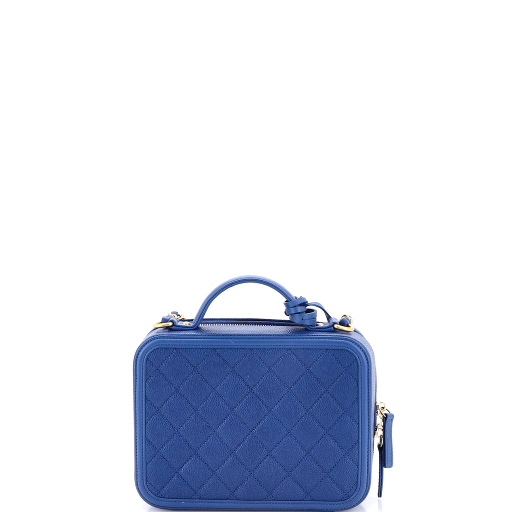 Filigree Vanity Case Quilted Caviar Medium