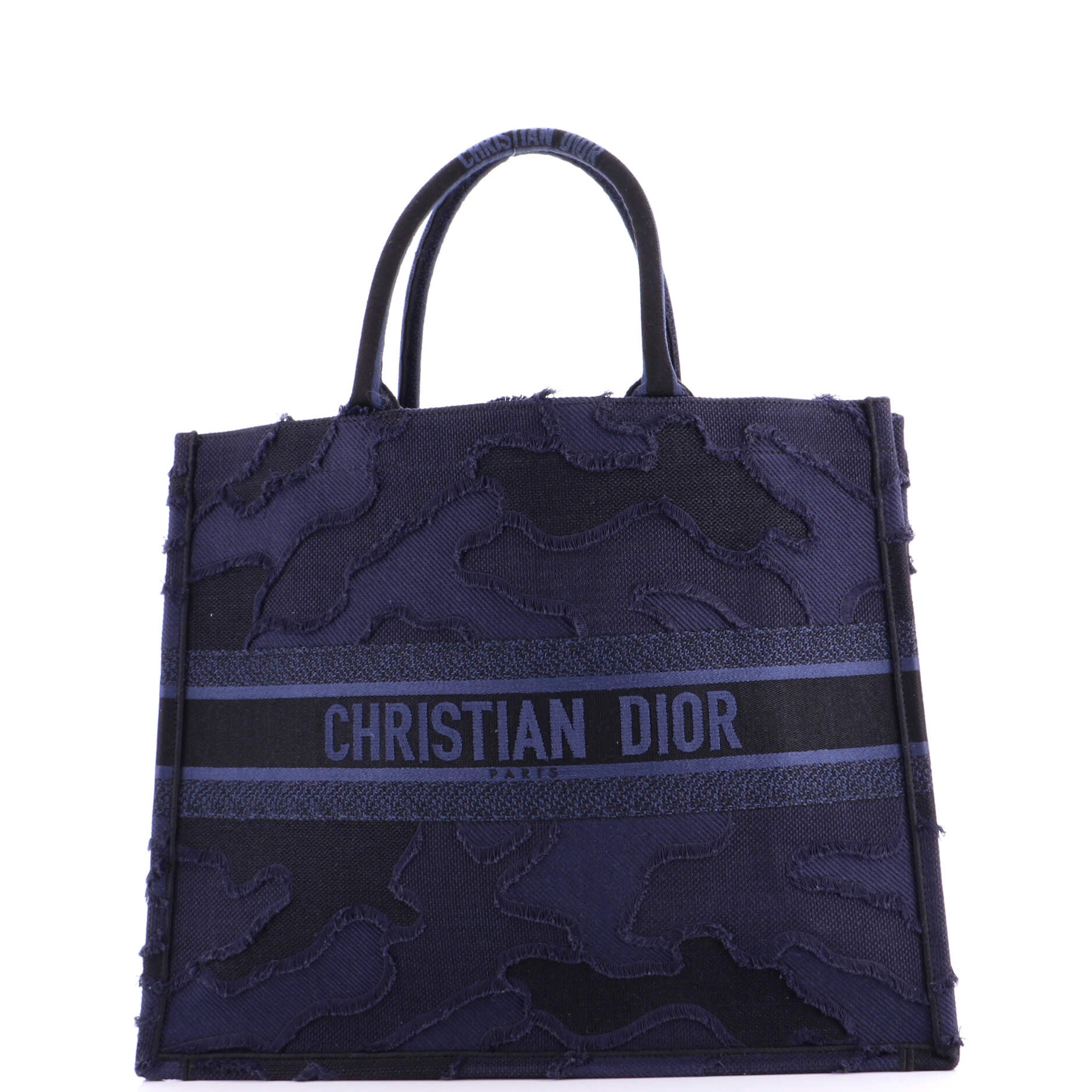 Book Tote Camouflage Embroidered Canvas Large