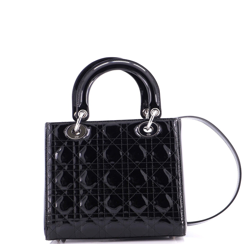 Lady Dior Bag Cannage Quilt Patent Medium