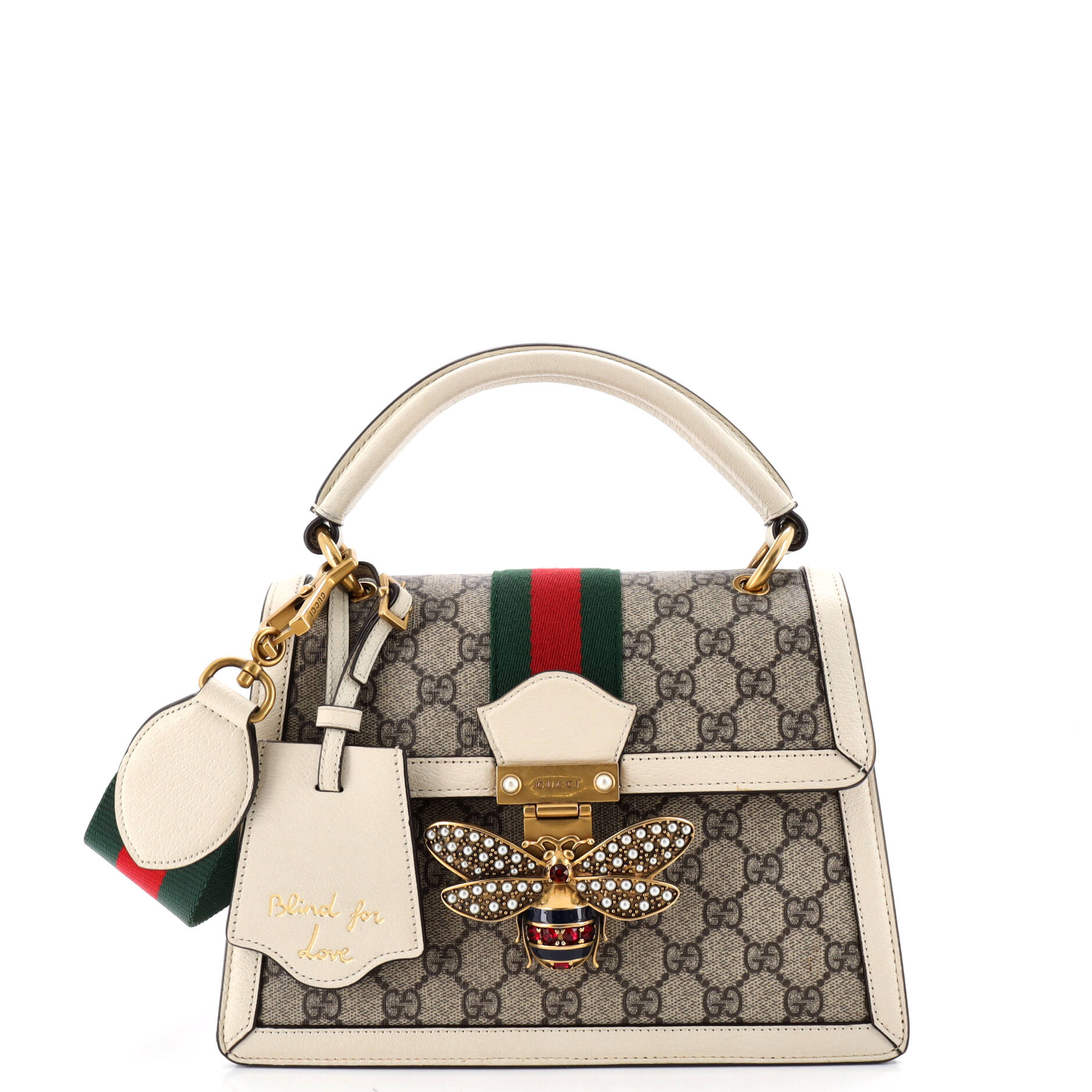 Queen Margaret Top Handle Bag GG Coated Canvas with Leather Small