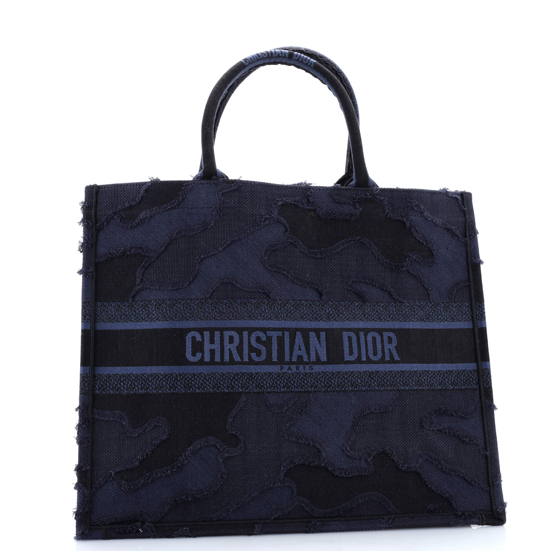 Book Tote Camouflage Embroidered Canvas Large