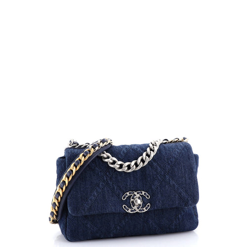 19 Flap Bag Quilted Denim Medium