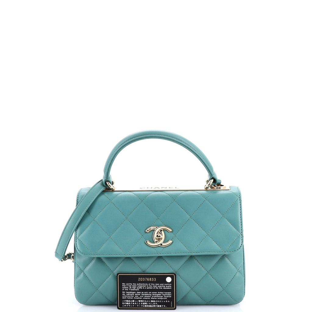 Trendy CC Top Handle Bag Quilted Lambskin Small