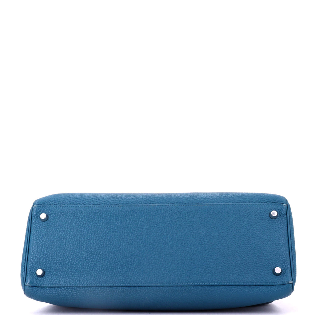 Kelly Handbag Bleu De Galice Togo with Palladium Hardware 35
