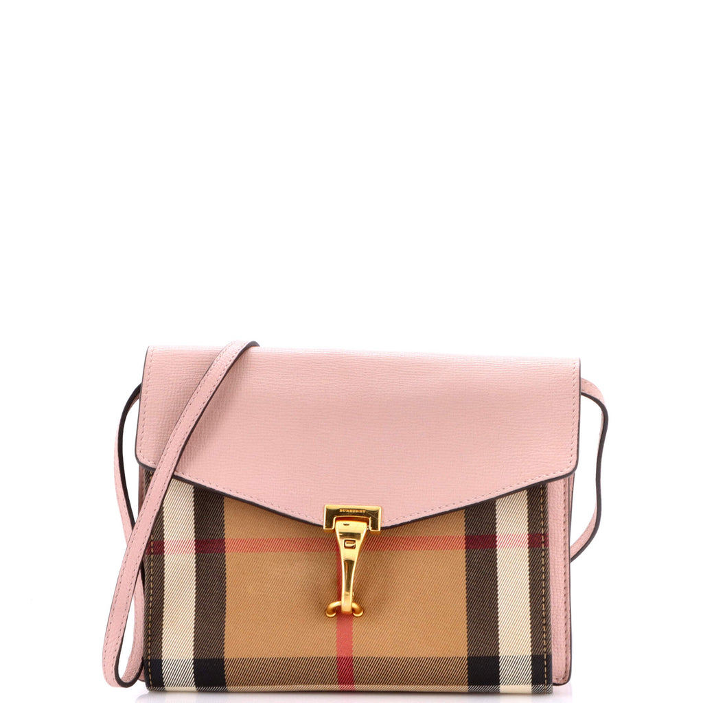 Macken Crossbody Bag Leather and House Check Canvas Small