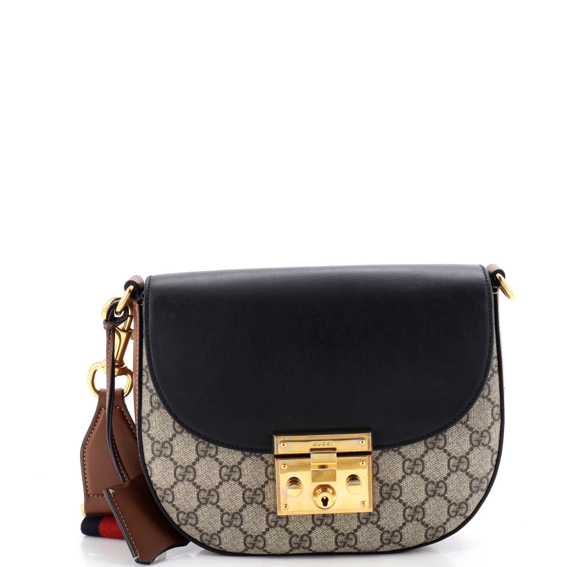 Padlock Saddle Shoulder Bag GG Coated Canvas and Leather Medium