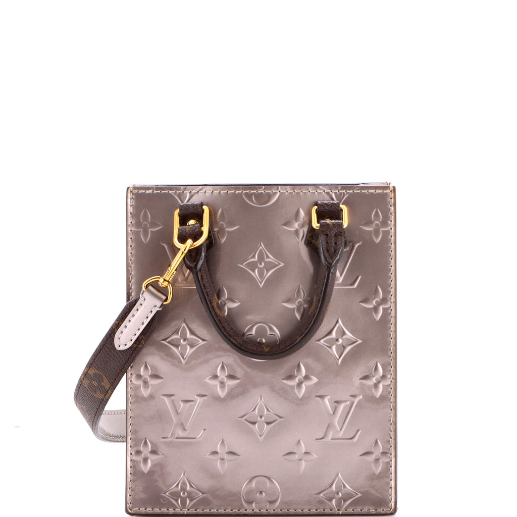 Petit Sac Plat Bag Monogram Vernis with Monogram Canvas
