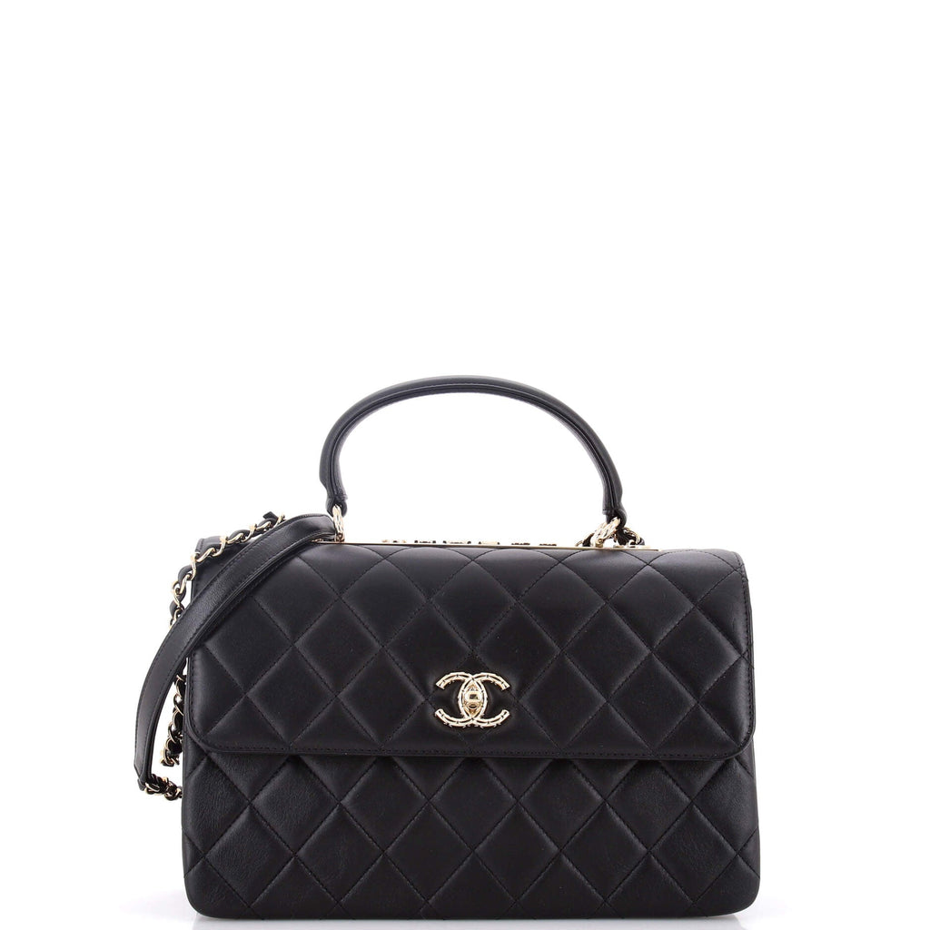 Trendy CC Top Handle Bag Quilted Lambskin Medium