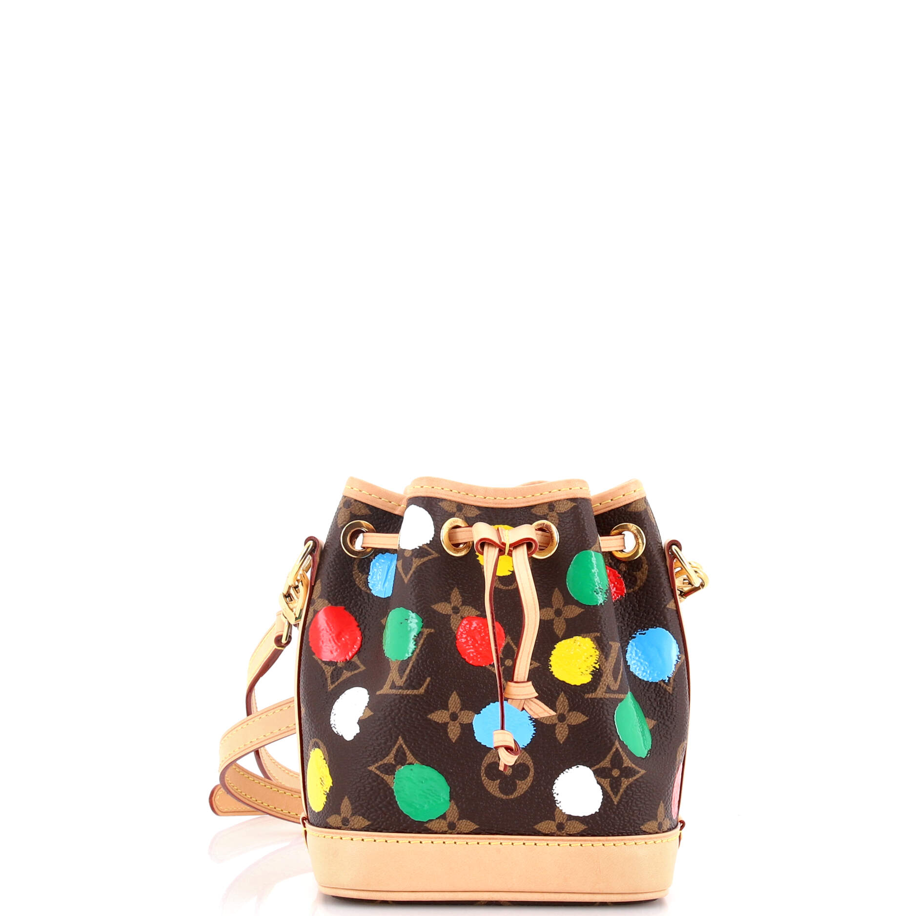 Noe NM Handbag Yayoi Kusama Painted Dots Monogram Canvas Nano