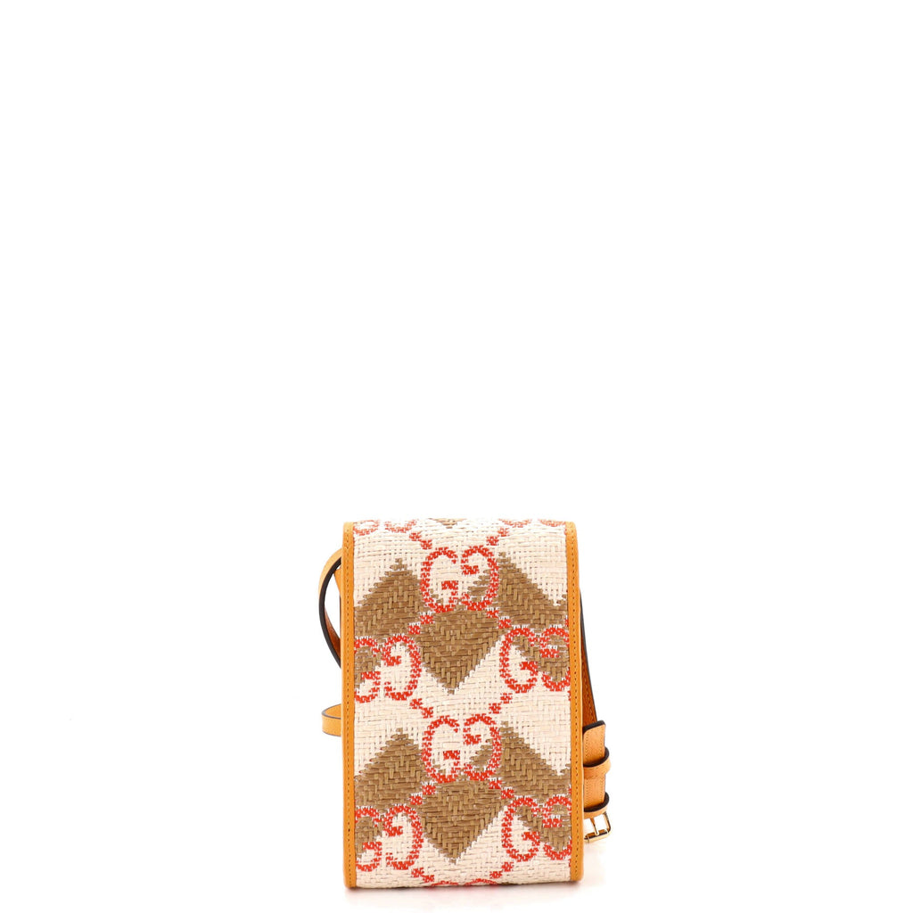 Destination Phone Flap Crossbody Bag Straw Effect GG Raffia