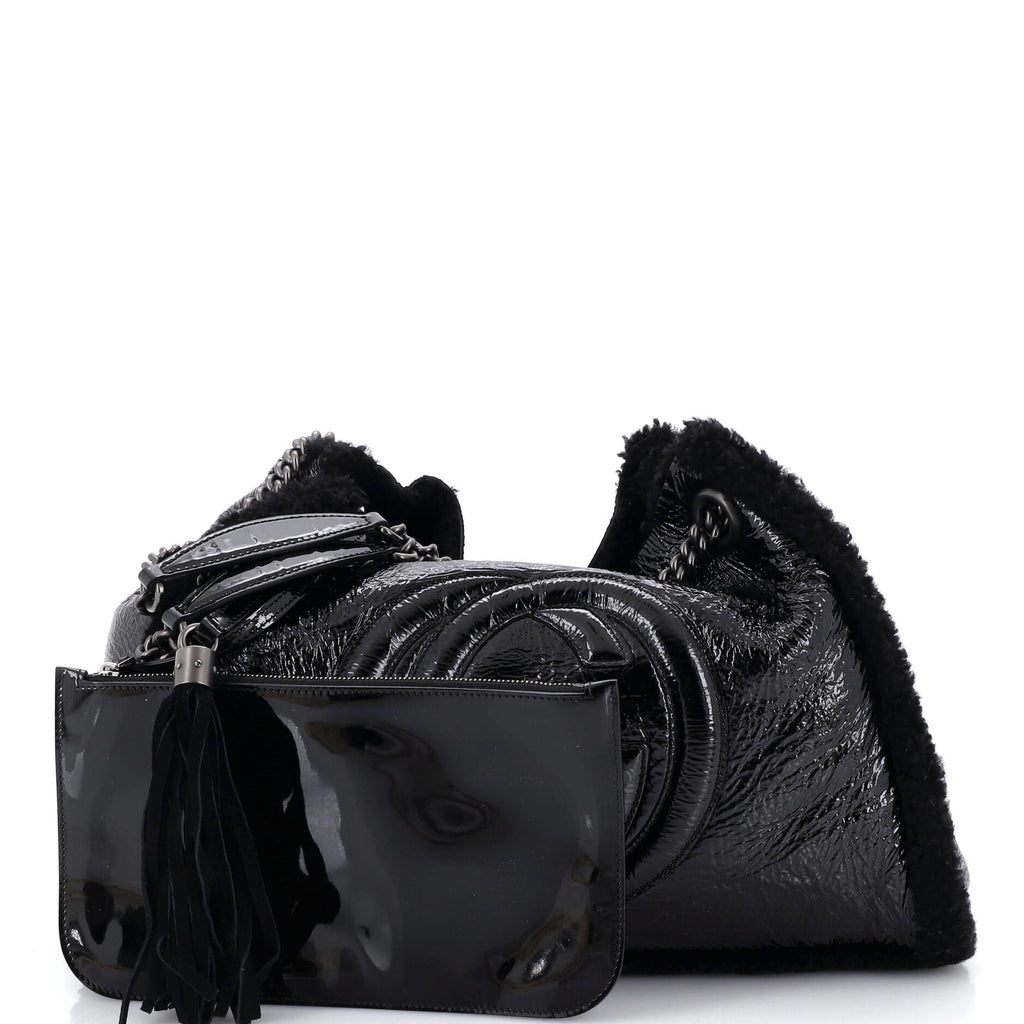 Soho Chain Strap Shoulder Bag Patent and Shearling Medium