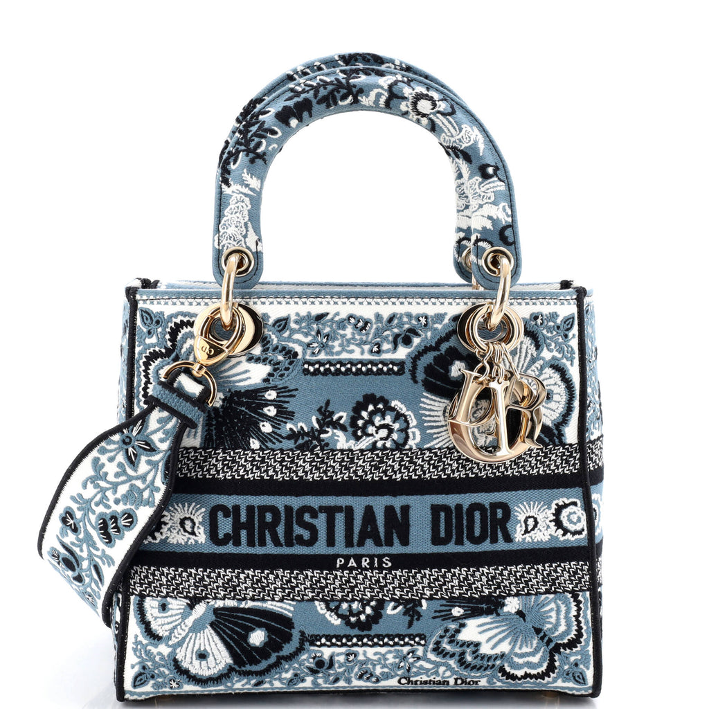 Lady D-Lite Bag Embroidered Canvas Medium