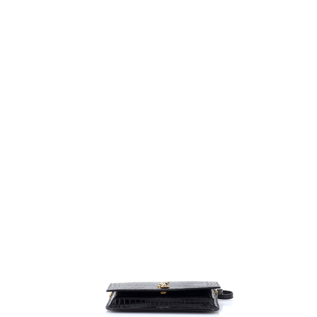 Classic Monogram Phone Holder Shoulder Bag Crocodile Embossed Leather
