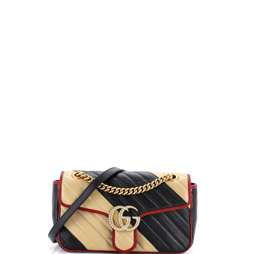 GG Marmont Flap Bag Diagonal Quilted Leather Small