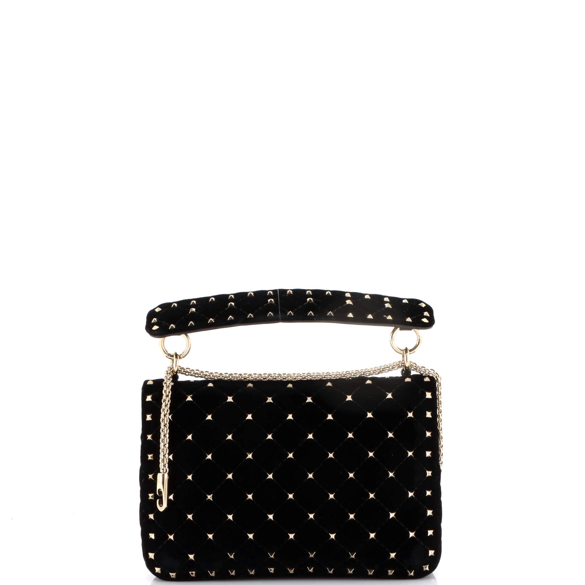 Rockstud Spike Flap Bag Quilted Suede Medium