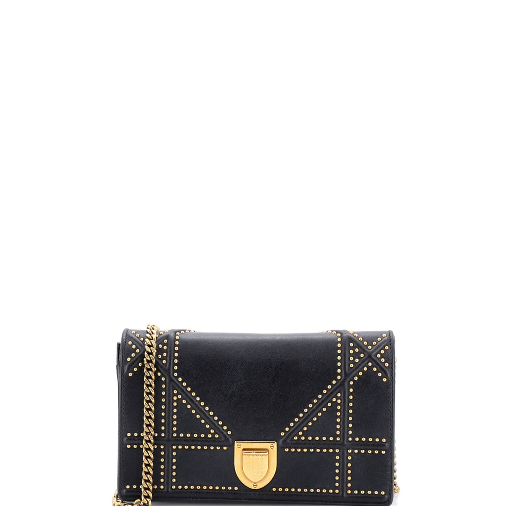 Diorama Wallet on Chain Studded Leather