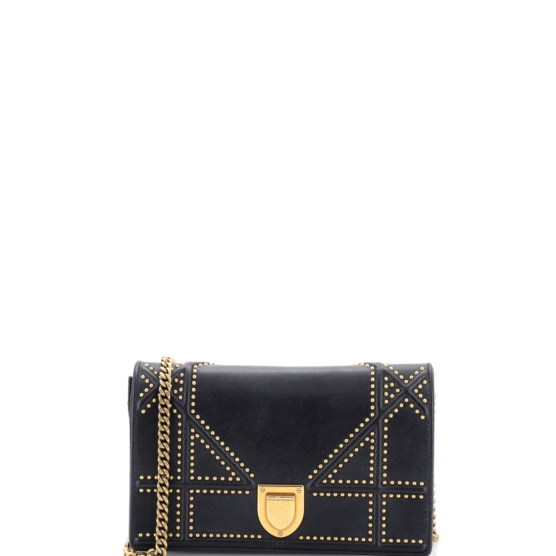 Diorama Wallet on Chain Studded Leather