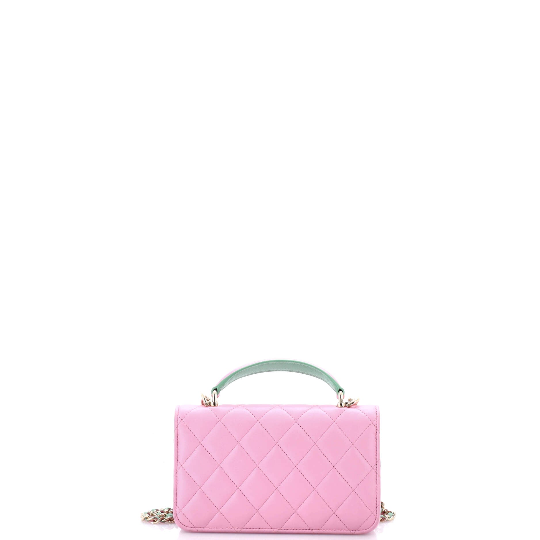 Classic Top Handle Flap Phone Holder with Chain Quilted Lambskin