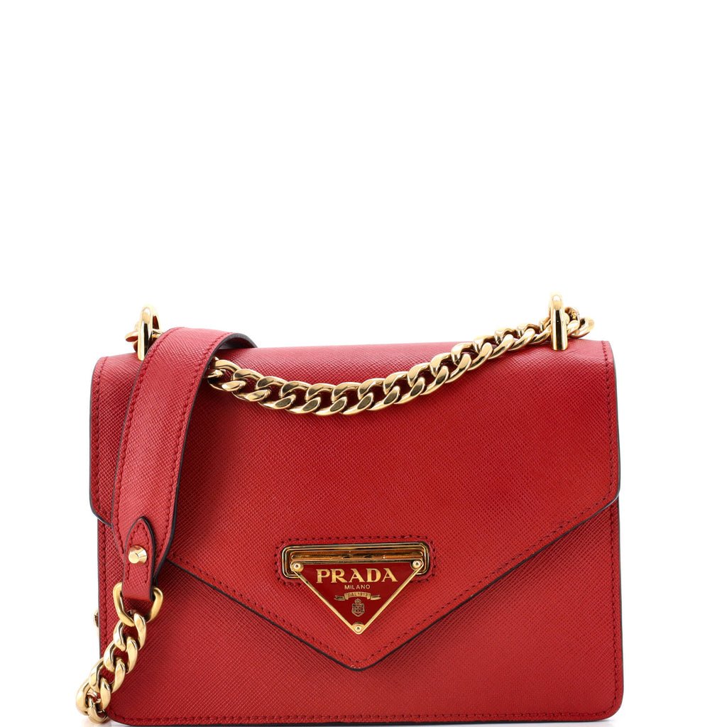 Envelope Flap Chain Shoulder bag Saffiano Leather Small