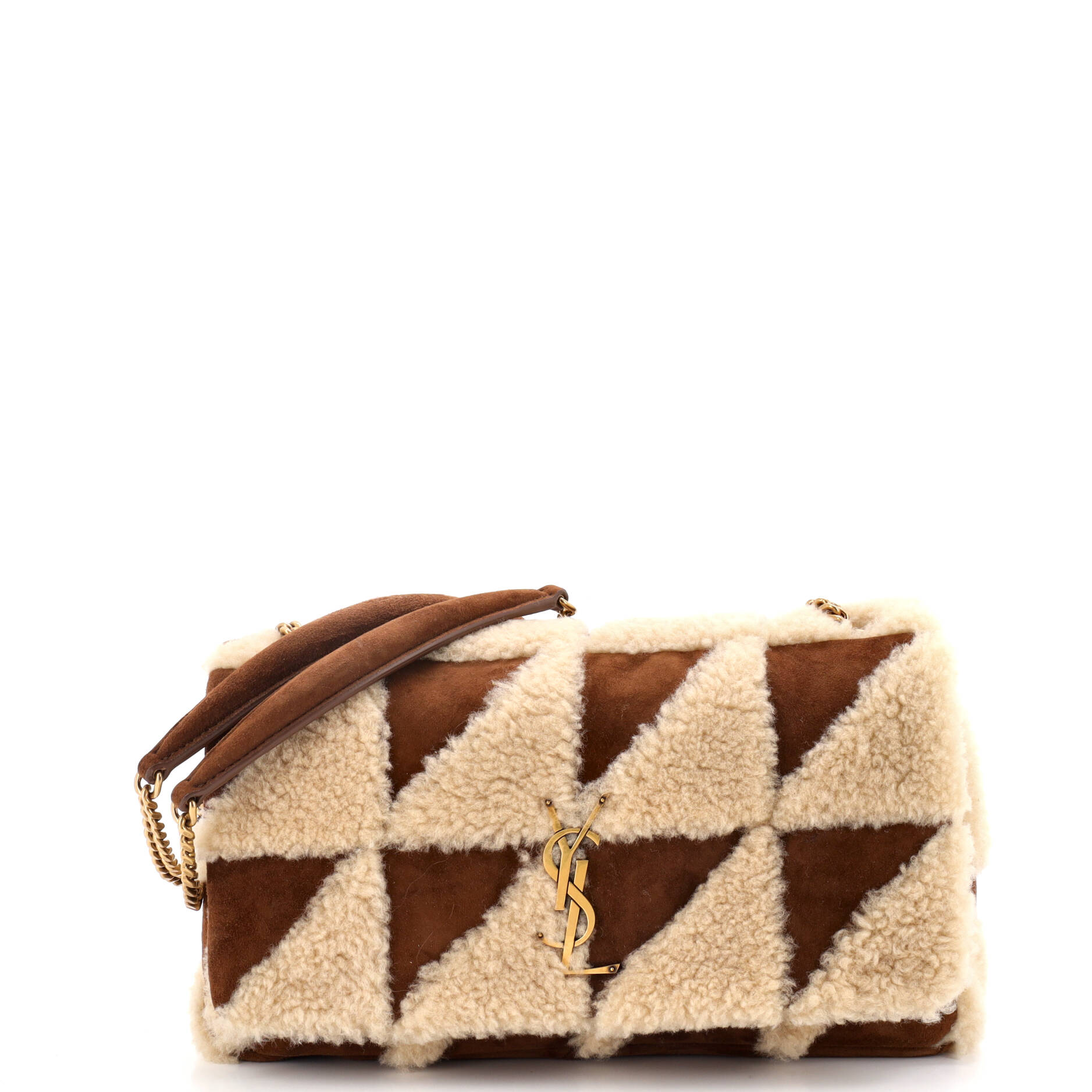 Jamie Flap Bag Quilted Suede and Shearling Medium