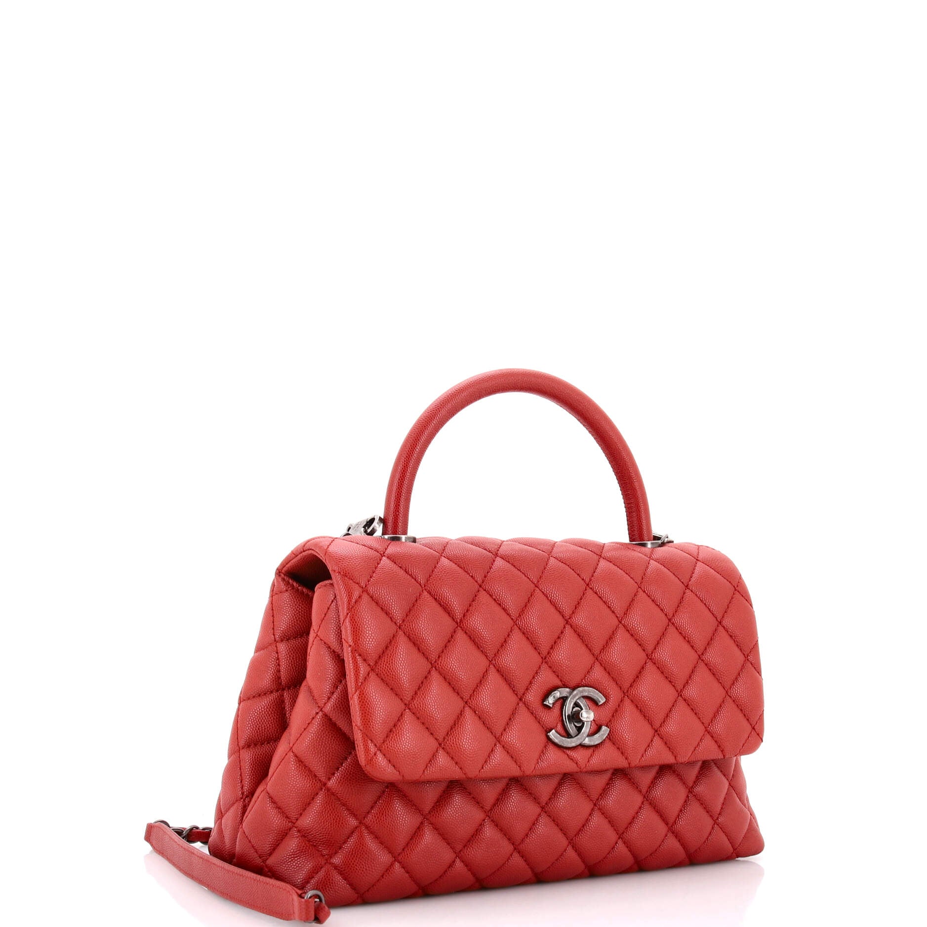 Coco Top Handle Bag Quilted Caviar Small