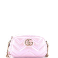 GG Marmont Shoulder Bag Chevron Iridescent Leather Small