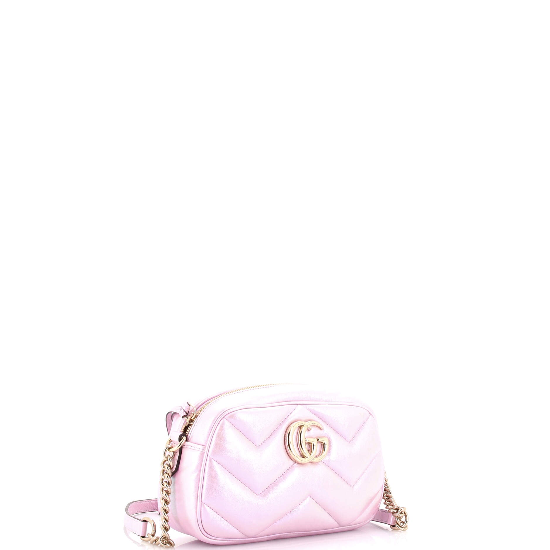 GG Marmont Shoulder Bag Chevron Iridescent Leather Small
