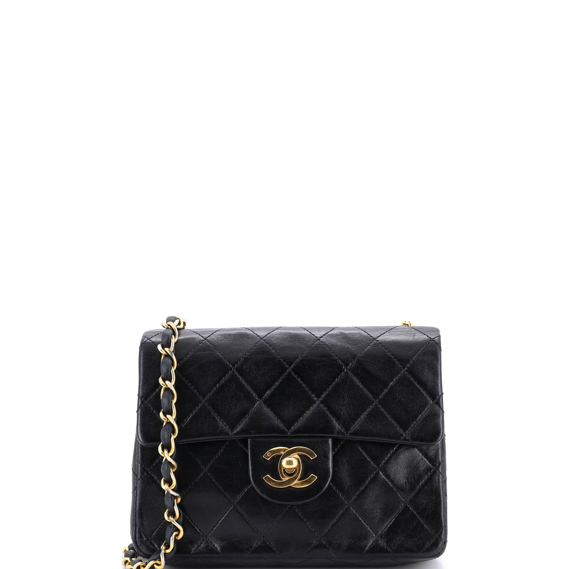 Vintage Square Classic Single Flap Bag Quilted Lambskin Mini